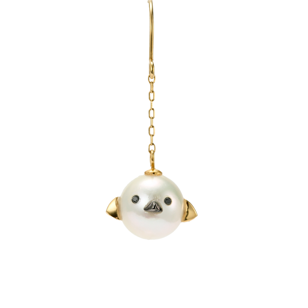 片方】フックピアス K10イエローゴールド ブラックルテニウム