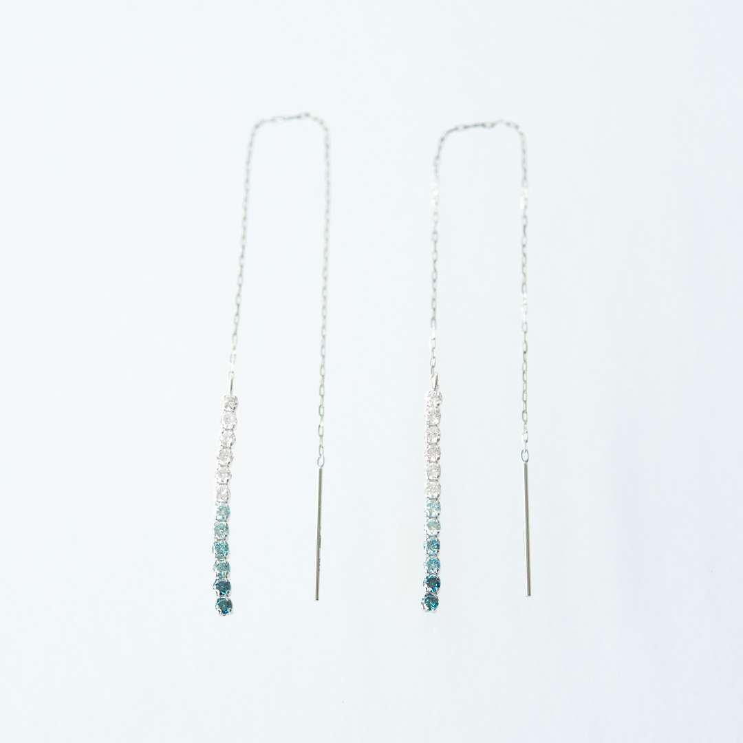 冬ギフト セ 片方】アメリカンピアス プラチナ ブルーダイヤモンド アイス アクセサリー