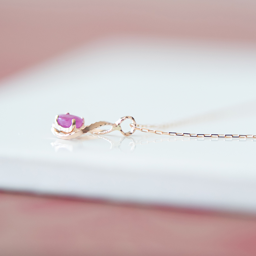 【正規販売店】 ネックレス ルビー(雫/しずく/ドロップ)(7月 K10ピンクゴールド アクセサリー
