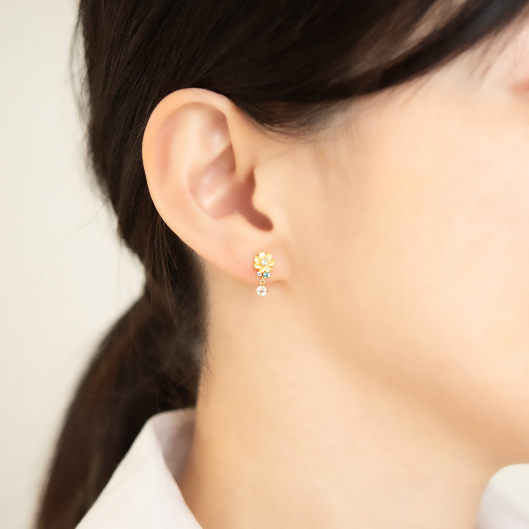 K10 10金 ピアス ゴールド 上質 日本製 ペア ##♡⑧ ピアス K10イエローゴールド(JLージュエルー)(ブーケ)(福寿草