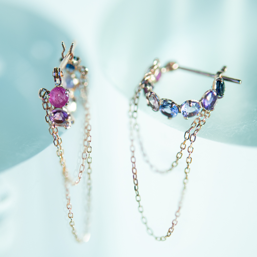 楽天市場】アメジスト ガーネット 片耳 ピアス 天然石 金属