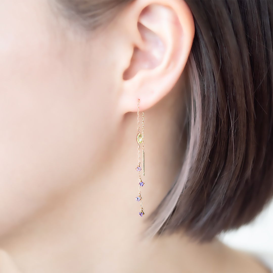 アメリカンピアス K10ピンクゴールド(JLージュエルー)(ラベンダー