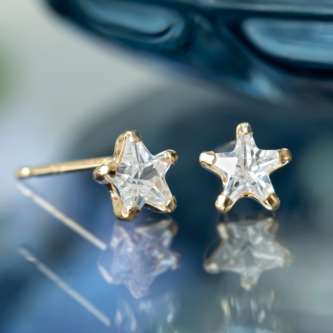 【ぷっくり】K18 星 star ピアス　ゴールド　金　earringvivitto_sale