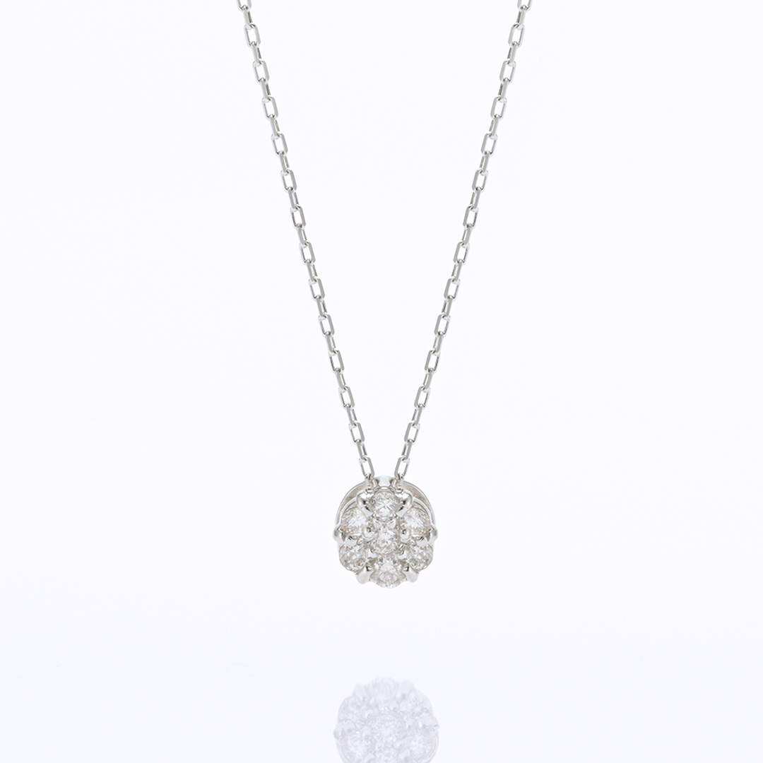 ネックレス K10ホワイトゴールド ダイヤモンド0.07ct(4月誕生石)(花
