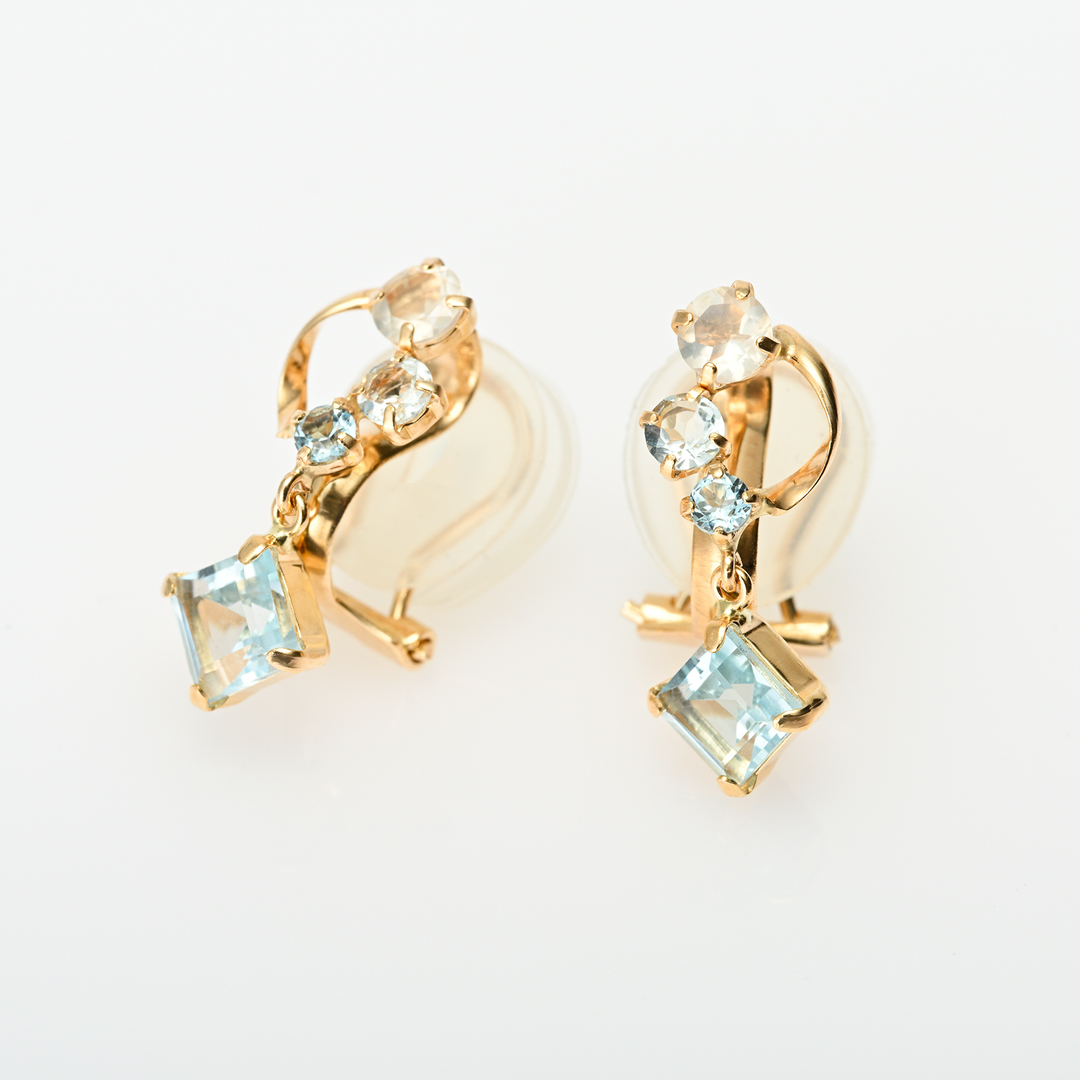 イヤリング K10イエローゴールド ブルートパーズ アクアマリン